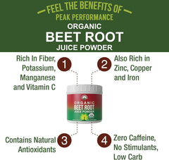 Peak Performance Beet Root Powder scoop-ready for quick servings and consistent dosing.