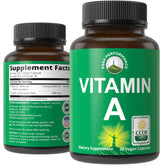 Peak Performance vitamin A bottle shows organic goodness for immune, skin, and eye support.