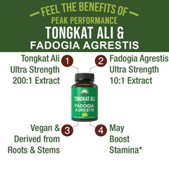 Peak Performance Fadogia Agrestis extract bottle highlights concentrated formula for stamina