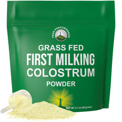 Peak Performance First Milking Colostrum Powder bottle highlights bioactive nutrients for daily use