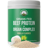 Peak Performance grass-fed beef protein powder bottle for post-workout recovery.