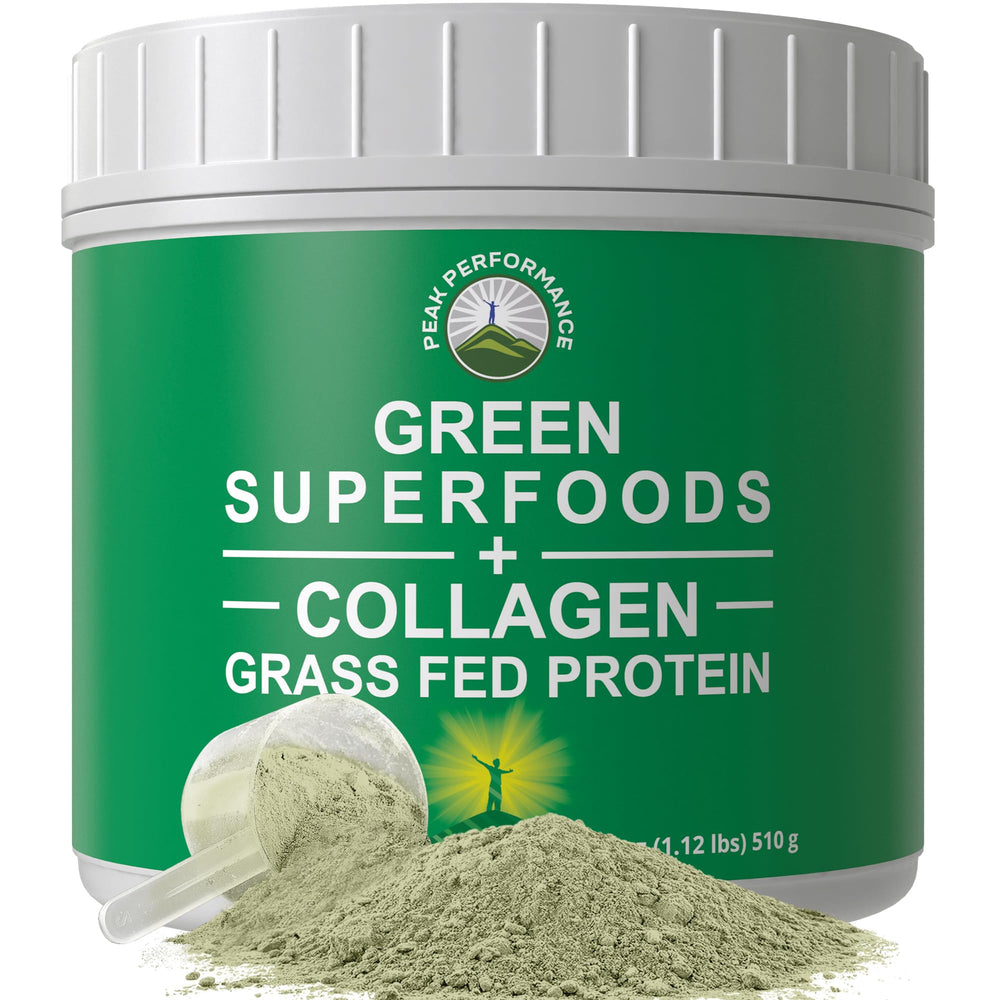 Peak Performance Greens bottle front view highlighting premium greens blend for daily nutrition