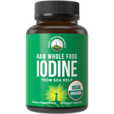 Peak Performance iodine raw bottle shows organic kelp source for thyroid support