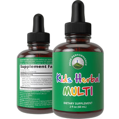 Peak Performance Kids liquid vitamin bottle shows tasteless drops for easy daily use.