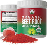 Peak Performance Organic Beet Root Powder tub shown for easy daily use in smoothies.