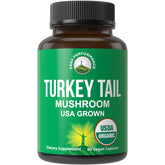 Peak Performance Turkey Tail capsules bottle on a clean surface for daily immune support
