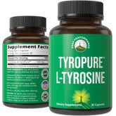 Peak Performance TyroPure L-Tyrosine capsule on bottle promoting mental clarity.