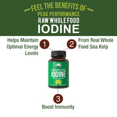 Peak Performance vegan iodine capsules bottle shows convenient daily supplement for busy lifestyles.