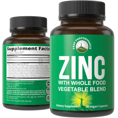 Peak Performance vegan zinc 30mg capsule for daily wellness and absorption