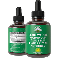 Peak Performance Wormwood Black Walnut Clove Cleanse bottle for gentle digestive support
