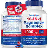 PeakVigor 16in1 Magnesium bottle front for daily wellness support