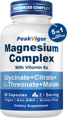 PeakVigor 5-in-1 magnesium complex bottle front for daily wellness support