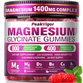 PeakVigor 5-in-1 Magnesium Gummies bottle for easy daily support and flavor.