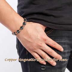 Pulsera de cobre con 12 cuentas PEALICIOUS, estilo masculino para cualquier ocasión.