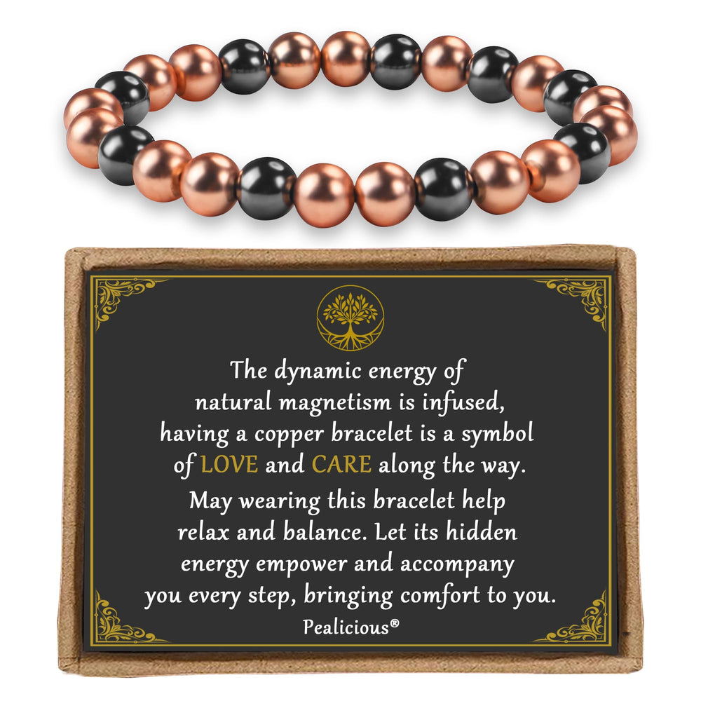 PEALICIOUS copper bracelet with 8mm beads for everyday wear