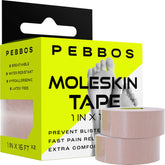 Pebbos Moleskin Tape roll in 1in width for blister-prevention padding.