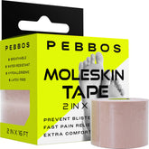 Pebbos Moleskin Tape roll provides padding to help prevent blisters during activities.
