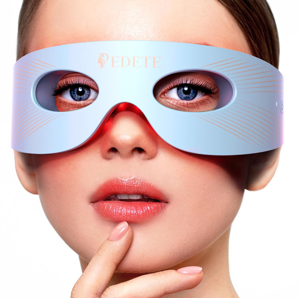 Pedete red light eye mask front view showing compact wearable design