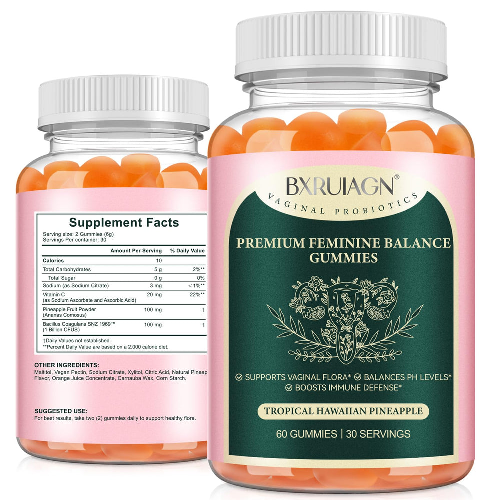 PEFAMNE premium feminine balance gummies pineapple bottle for daily support and easy use.