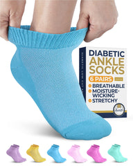 Pembrook ankle diabetic socks pack of six colors for all-day comfort.