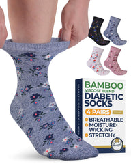Pembrook ankle socks with flower pattern offer breathable comfort and gentle support.