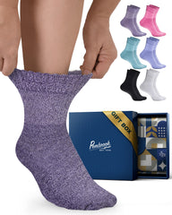 Pembrook bamboo viscose diabetic socks box front view for gifting and everyday comfort.