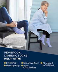 Pembrook diabetic socks on foot inside sneaker for all-day wear