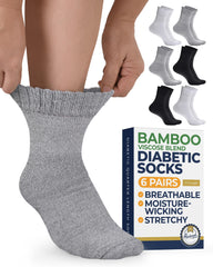 Pembrook bamboo viscose diabetic socks with seamless ankle for all-day comfort.