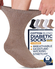Pembrook cotton diabetic socks for men – five-pairs pack for everyday comfort.