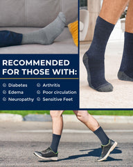 Pembrook dark gray diabetic socks with gentle support and no constriction.