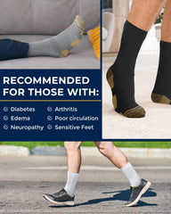 Pembrook diabetic socks stretch panel detail demonstrates non-binding fit.