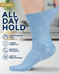 Pembrook diabetic socks non-binding top shown for all-day gentle support.