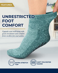 Pembrook diabetic socks with non-slip grips improve stability on slick surfaces.