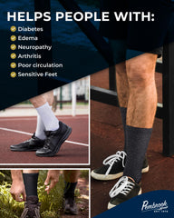 Pembrook white diabetic socks with smooth toe seams for sensitive feet
