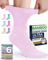 Pembrook diabetic socks for women pack shot showing six pastel colors for everyday comfort.