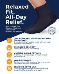 Pembrook wide non-binding quarter length socks designed for swelling-friendly wear.
