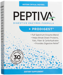 Peptiva Prodigest bottle with artichoke-ginger blend for digestive support.