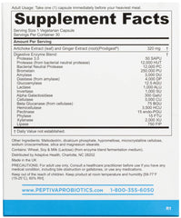 Peptiva enzyme pills close-up highlighting broad digestive enzymes for meals.