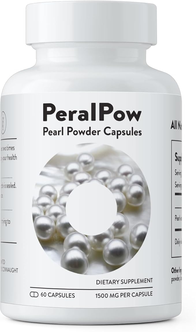 Peralpow organic pearl powder capsules bottle for skin glow.