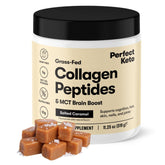 Perfect Keto Collagen Peptides Salted Caramel dissolves smoothly into coffee for creaminess.