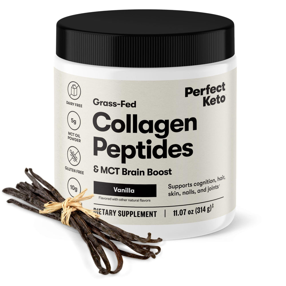 Perfect Keto collagen powder vanilla blends into coffee for a rich, keto-friendly creamer.