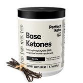 Perfect Keto exogenous ketones powder vanilla in tub ready for ketosis support.