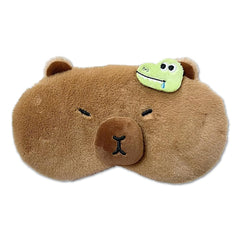 PERFECTSIGHT Capybara plush eye mask front view blocks light for better sleep