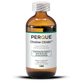 PERQUE Choline Citrate liquid bottle on shelf supports daily energy.