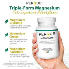 PERQUE Mg Plus Guard capsules designed for easy daily magnesium support