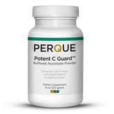 Perque Potent C Guard Powder bottle with label highlighting antioxidant support for daily wellness.