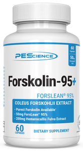 PEScience Forskolin-95 bottle front highlights high-purity extract for energy support.