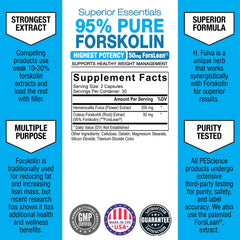 PEScience Forskolin-95 capsules pack demonstrates convenient daily supplementation.