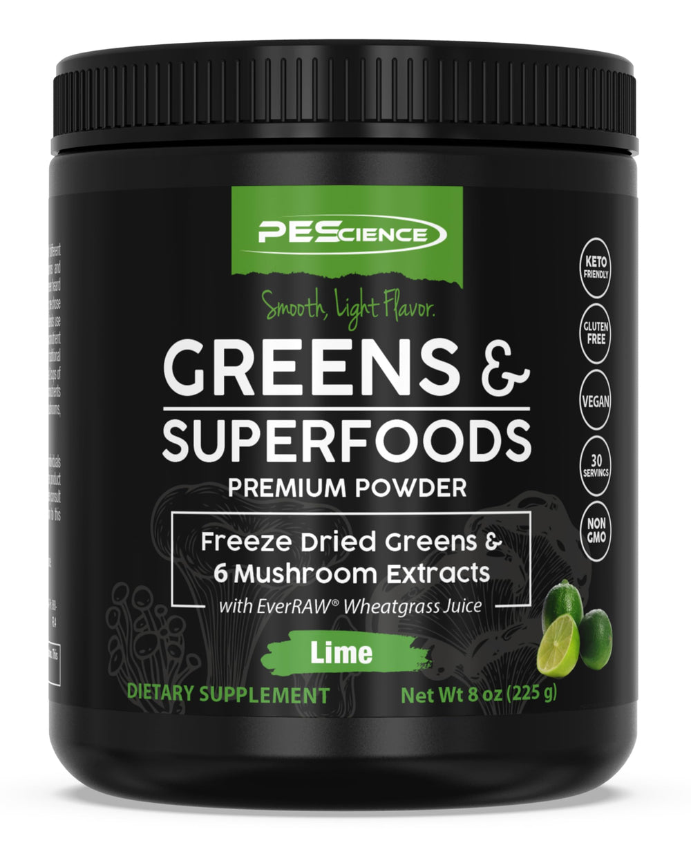 PEScience Greens Lime tub for refreshing daily greens and easy mixing.