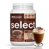 PEScience Select Cafe tub front showing protein coffee powder for a quick energy boost